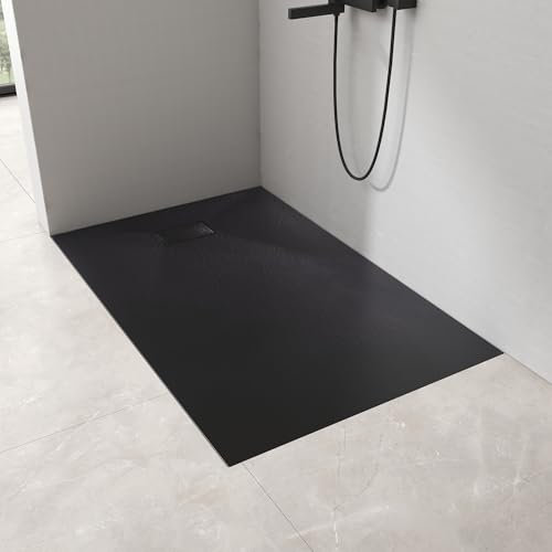 EMKE Piatto doccia 140x90 cm Nero, piatto doccia, piatto doccia piano antiscivolo SMC, piatto doccia tagliabile