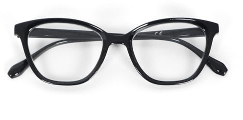 MMOWW Gafas de Lectura para Mujeres Elegante Montura Ojos de Gato Gafas de Bloqueo a Luz Azul Bisagras de Muelle (Negro, +1.5)