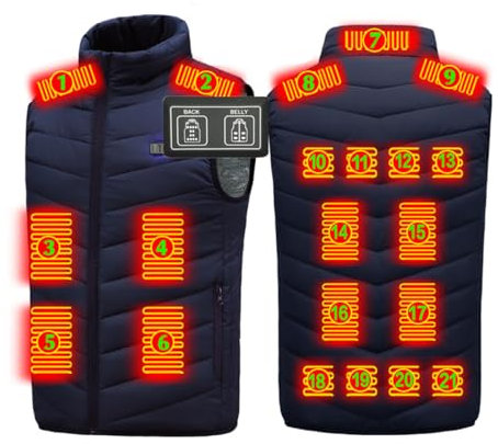 Femxizor Heated Vest 21 Areas USB Heated Jacket Man Women Self Heating Winter Thermal Waistcoat for Outdoor Camping Hiking,4XL,Blue