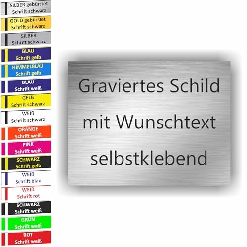 KIWISTAR UG - ab 1 Stück - Namensschild 60x25mm Briefkastenschild selbstklebend - gold-schwarz gebürstet - Klingelschild personalisiert - Briefkastenschild - Türschild - mit Gravur - UV und wetterfest