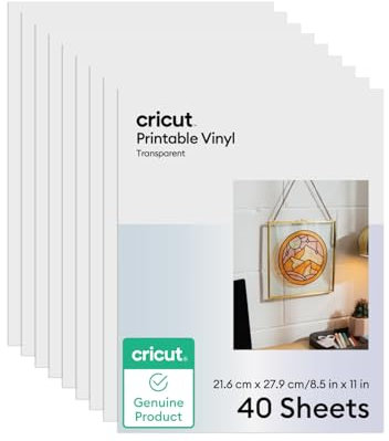 Cricut Druckbares Vinyl, Transparent – 21,6 cm x 27,9 cm (40er-Pack)