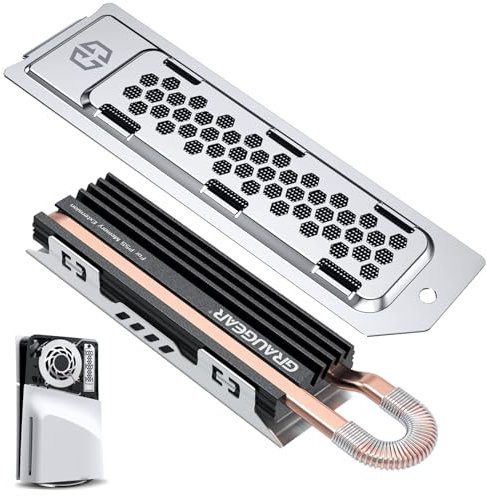 GRAUGEAR HeatPipe Dissipatore di calore per M.2 NVMe SSD (2280), PS5 Pro, PS5 Slim, per espansione di memoria Playstation, con copertura antipolvere (Per PS5 Slim & Pro)
