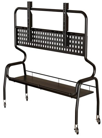 EKDJSN TV Ständer, Mobiler TV Standfuss mit AV Regal, Mobiler Fernsehständer mit Feststellbaren Rädern, TV-Höhenverstellbar, Universelle TV Bodenständer, für Schlafzimmer, Wohnzimmer(Nero,120x35x120cm