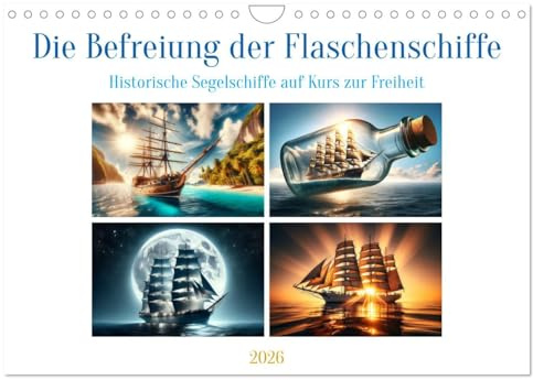 Die Befreiung der Flaschenschiffe - Historische Segelschiffe (Wandkalender 2026 DIN A4 quer), CALVENDO Monatskalender: Auf Kurs zur Freiheit - ... die Welt der Fantasie (CALVENDO Hobbys)