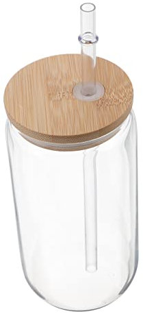 HOLIDYOYO Vasos De Vidrio De Borosilicato Tapa y Pajita Para Bebidas Frías y Cócteles Reutilizables y Fáciles De Limpiar Perfectos Para Hogar Oficina y Fiestas