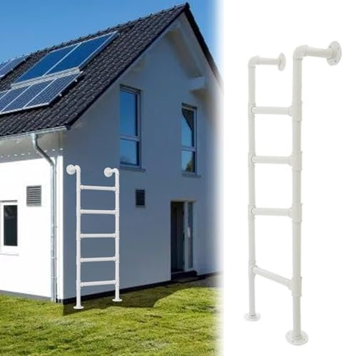 SOKNKSTF Weiße Ausstiegsleiter, Wandmontage, Dachbodentreppe, Kellerausstiegsleiter, Fensterschachtausstiegsleiter, Eingangsleiter, Feuerleiter, Etagenbettleiter (134 cm)