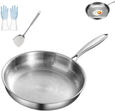 Tovara Titanium Pro, padella TitaniumPro con coperchio, padella in titanio non rivestita, padella antiaderente, durevole e resistente ai graffi, perfetta per ogni piano cottura (32 cm senza coperchio)