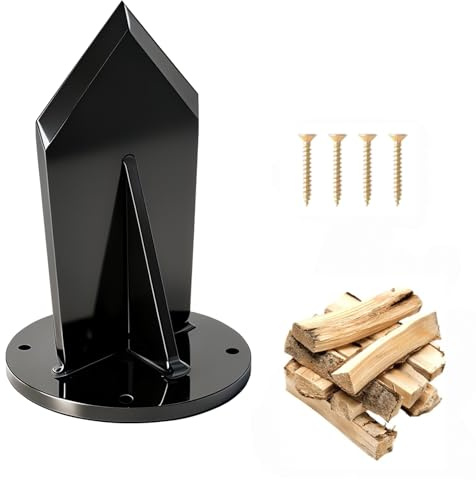 Firewood Kindling Splitter, Base Mounted Log Splitter Wedge Heavy Duty Wood Splitting Timber Mounted Axe Chisel