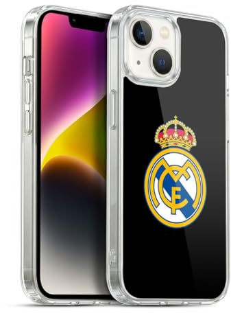 Head Case Designs Offizielle Real Madrid CF Einfaches Schwarzes Logo Ursprung Gel Handyhülle Hülle [Militärischer Schutzgrad] Kompatibel mit Apple iPhone 14