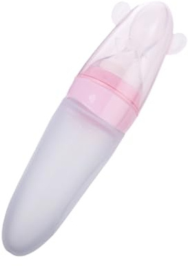 GALPADA Quetschflasche Fütterung Silikon Feeder Flasche Mit Löffel Rosa Für Babynahrung Quetschflasche Paste Zuführung Babyprodukte