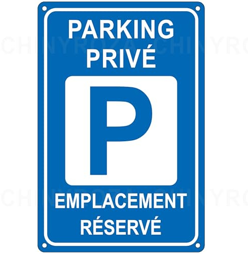 Panneau Parking Privé Emplacement Réservé Aluminium Réfléchissant 20 x30cm