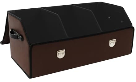 56L Kofferraum Organizer mit Deckel,Auto Kofferraumbox wasserdicht & verschleißfest Auto Kofferraum Limousine Aufbewahrungsbox für SUV,Mehrzweck Aufbewahrungsbox für Reisen, Einkaufen (Braun)