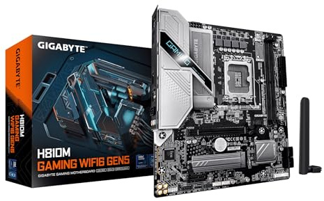 GIGABYTE H810M Gaming WIFI6 GEN5 Mainboard – Intel Core Ultra (Serie 2) CPUs, 4+1+2-Phasen-VRM, bis zu 6400 MHz DDR5, 1× PCIe-4.0-M.2, Wi-Fi 6, 2.5-GbE-LAN, USB 3.2 Gen 1