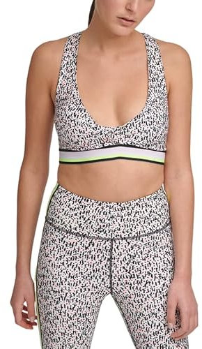 DKNY Sport Damen Bedruckter Low-Impact Sport-BH, rubinrot, X-Large