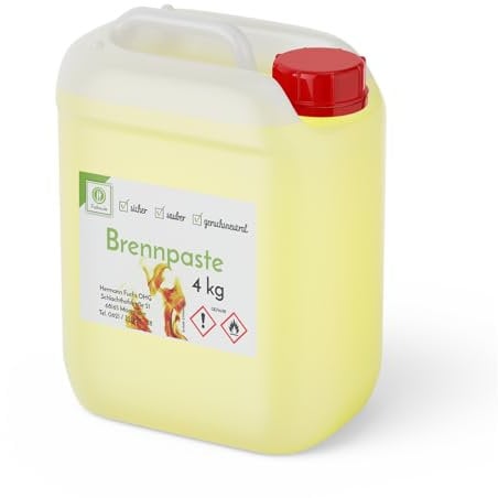 Fuduu.de - Sicherheits-Brennpaste aus Ethanol, 4 kg Kanister, Brenngel für Chafing Dish Speisewärmer Warmhaltebehälter Rechaud
