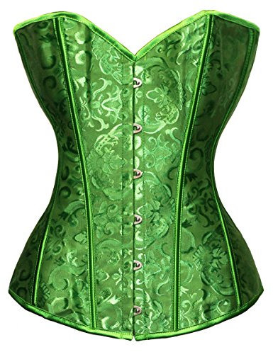 bslingerie® Corsé para mujer, para reducir la cintura, brocado multicolor verde large