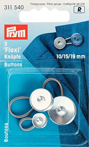 Prym 311540 Flexi-Knöpfe mit Schlaufe 10 + 15 + 19 mm, silber