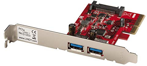 LINDY 51053 Controller Karte 2 Port PCI Express USB 3.1 A rot