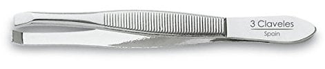 3 CLAVELES 2230 Pinza Depilar Cangrejo, Níquel De 8 Cm, Rojo
