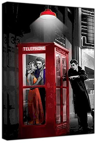 artsprints Leinwandbild, Motiv: Marilyn Monroe Elvis Presley James Telefonzelle, gerahmt, 61 x 50,8 cm, 18 mm Tiefe
