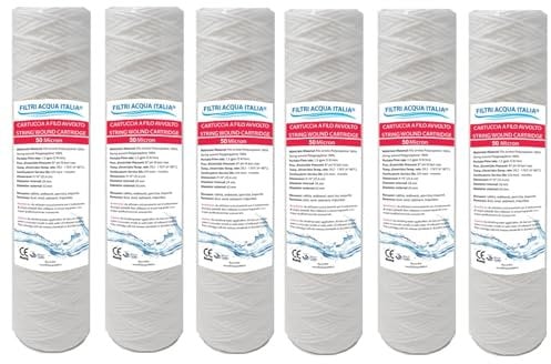 Set 6 CARTUCCE FILTRANTI FILO AVVOLTO 10 50 micron