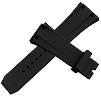 Richie strap 26 mm AP schwarzes Silikon-Gummi-Uhrenarmband, Faltschließe für AP Audemars Piguet Royal Oak Offshore, silber, Riemen