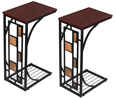Yaheetech 2 Set Couchtisch Teetisch Kaffeetisch Beistelltisch für Wohnzimmer 21 x 30,5 x 53 cm