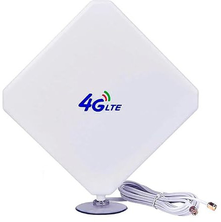 Antena 4G interior Panel 24dBi LTE Interior Exterior Soporte Ventosa Cable 3 Metros SMA Macho. Mejora señal entrada Routers 4G con conexión SMA de antena externa