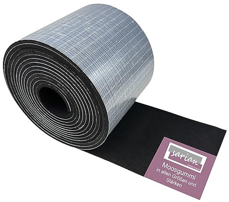sarian Moosgummi Dichtband EPDM Rolle einseitig Klebeschicht viele Größen Dichtungsband (Moos-Länge: 7m, BxS: 80mm x 3mm)