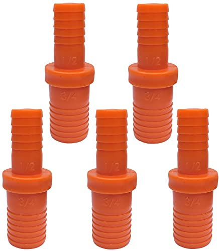 AERZETIX - Juego de 5 Racores reductores reparadores acanalados 1/2'' a 3/4'' para sistema de goteo/micro riego - empalme/manguito para mangueras de riego - en plástico - C48688