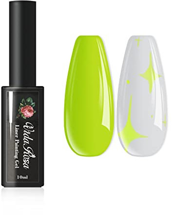 VidaRosa Gel Nail Liner Polish Pen UV LED Painting Gel Polish Set for 3D Nail Art DIY Nail Design Pull Line Pen Nail Drawing, Nail Painting Polish for Manicure Salon, 10ML, Neon Yellow-green
