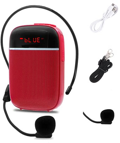 Amplificatore vocale Bluetooth portatile, mini altoparlante cablato ricaricabile con microfono, per insegnanti, guide turistiche, pullman e altro(rosso)