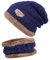 EMPO 2 Stücke Beanie Mütze für Herren und Damen Wintermütze Warme Strickmütze Dicke Fleecefutter Wintermütze & Schal Unisex (Marine)