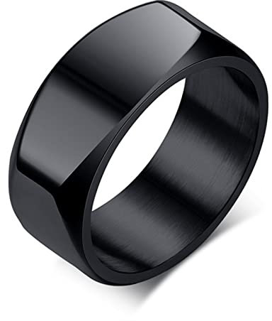 BCughia Promise Ring, Eboy Ringe Schwarz Rostfreier Stahl Einfaches Ringdesign Engagement Ringe Herren Größe 70(22.3)