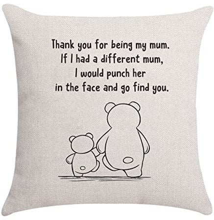 Aocaso Mum Cushion Cover Throw Pillow - Mummy & Mom Gifts from Daughter & Son (Thank You for Being My Mum)
