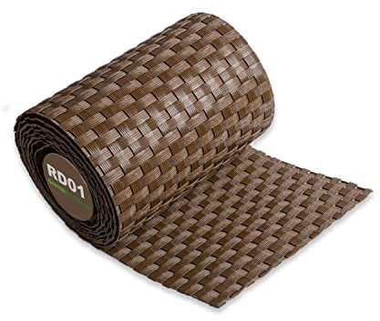 Gartenzaun24 Sichtschutzstreifen für Doppelstabmattenzaun, Rattan-Design - Robuster PE-Kunststoff, wetterfest - Sichtschutz für Garten, Terrasse – zugeschnittener Streifen, 19x252cm (6, Braun)