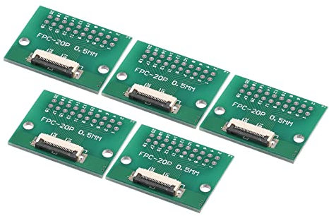 sourcing map 5 Stück FPC FFC PCB Konverter Steckerplatine 20P 0.5mm auf Buchsenseite 1mm Rückseit auf DIP 2.54 mm für LCD 3D Drucker DVD TV Laptop Audio
