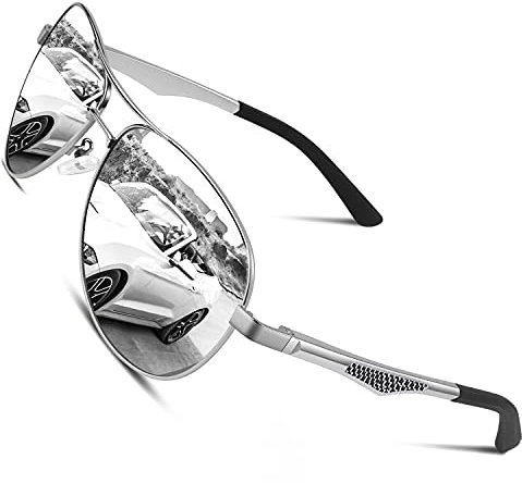 CGID Lunettes de Soleil Al-Mg Alliage Charnières à ressort Polarisées Aviateur Pilote Homme Femme UV400,GA61