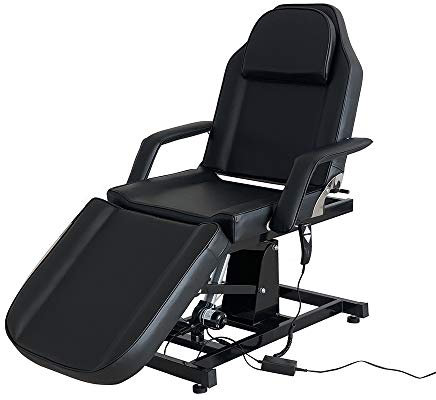 Table du Massage Réglable Lit du Massage Pliante Electrique en Cuir PU pour Salon Professionnel et Maison, 82 cm (L) x 180 cm (l) x 63-87 cm (H) (Noir)