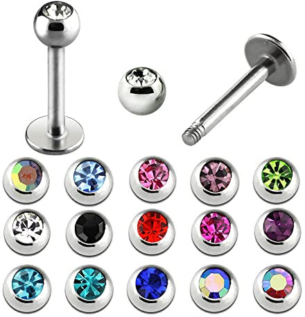 1,2 mm Lippen Piercing Labret Kristall Kugel Ohr Helix Tragus Madonna Medusa 8 mm / Pink