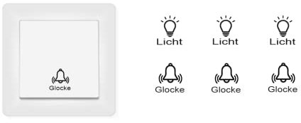 generic Schalter Aufkleber 6 Stück Glocken und Lichter Symbole auf transparenter Folie (14mm)