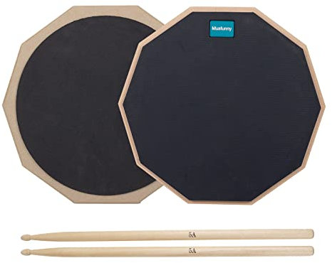 Musfunny Drum Practice Pad Schlagzeug Übungspad, 12 Zoll 2-seitig Leises Übungs Drum Pad Set mit Drumsticks und Aufbewahrungstasche für Schlagzeuger-Übungspad (30 cm Schwarz)