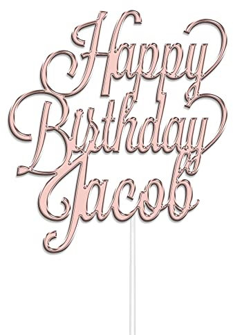 Personalised Happy Birthday Cake Topper by KreateSquare | Custom Colour Any Name Acrylic Cake Decoration | Rose Gold