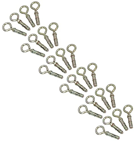 10mm Closed Hook Eye Bolts Rawl Shield Wall Anchor Expansion Brick Stone 24pc