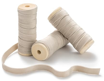CHUQING Samtband Beige 1cm,13,7 Meters Geschenkband Schleifenband Schmuckband Samt Dekoband Stoffband für Hochzeit, Taufe und Geburtstag Geschenke,3 Rollen Band,Beige Creme