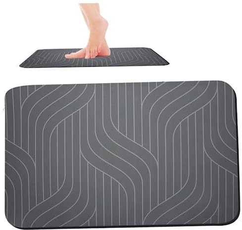 Rachlicy Diatomite Stone Bath Mat Badematte Stein Stein Badematte schnell trocknende Badezimmermatte rutschfest für Badezimmer KieselgurStein Badematte Erde Badezimmer Bodenmatte Teppich 60x90cm Grau