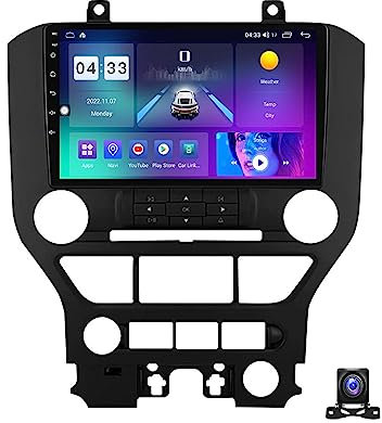 DEHIWI Autoradio Mit GPS-Navigation Für Ford Mustang 2014~2021, 9 Zoll Android-Touchscreen Stereo, Bluetooth-Autoradio Mit AHD Rückfahrkamera, Mirror Link, FM/AM/RDS Radio, Lenkradsteuerung,B,M200S