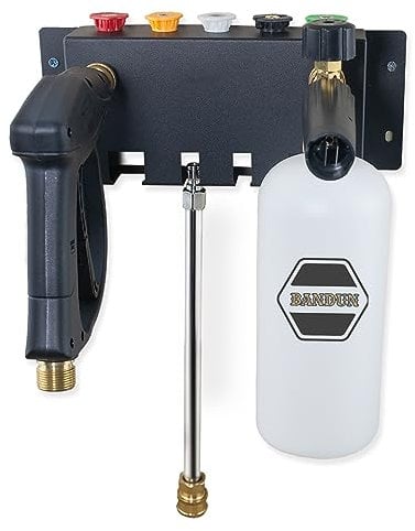 BANDUN Pressure Washer Gun Holder-Pressure Washer Gun Snow Foam Lance Quick Disconnect Tool Holders-for Foam Cannon,Pressure Washer Nozzle Tip and Wand Extension Storage Rack(fit 1/4 Quick Connector)