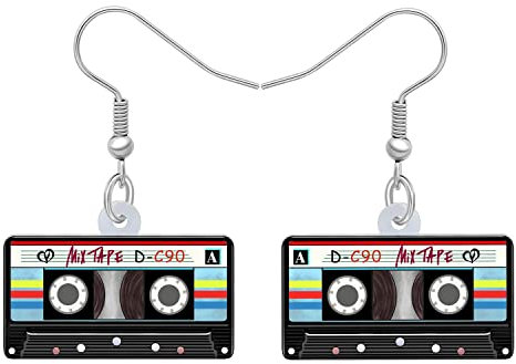 DALANE Acryl Fun Vintage Radio Kassette Ohrringe Retro Schmuck für Frauen Mädchen 80er 90er Jahre Nostalgie Geschenke (Multi)