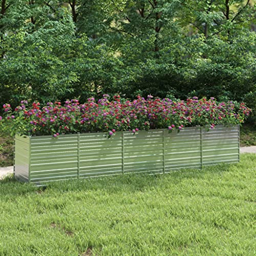 Hochbeet Balkon Pflanzkasten Garten-Hochbeet 400x80x77 cm Verzinkter Stahl Silber Ideale Lösung für platzsparendes Gärtnern und gesunde Pflanzen